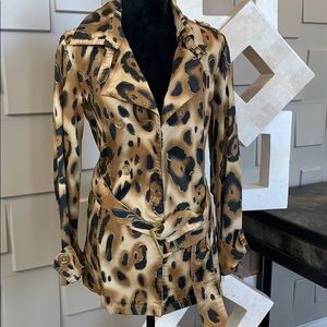 Drama Gold jacket blazer coat tan black animal print Size Large